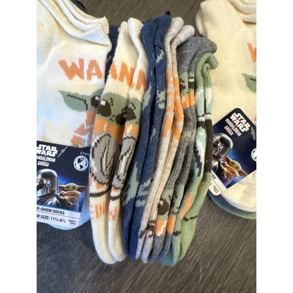 Star Wars Mandalorian Grogu Kids No Show Socks 5 Pair Pack Size M/L 11.5-6.5